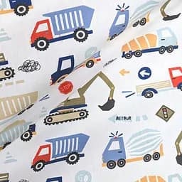 Дитяча постільна білизна в ліжечко СONSTRUCTION TRUCKS CS2, блакитний (CarsBuildingWhite_61Wave_140) - мініатюра 9