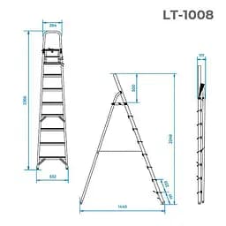 Драбина алюмінієва Intertool 8 ступенів висота до платформи 1720 мм LT-1008 - мініатюра 8