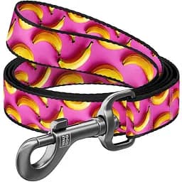 Повідець для собак Waudog Nylon нейлоновий, малюнок "Банани на рожевому", L-XXL