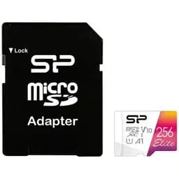 Карта памяти Silicon Power microSDXC, 256Gb, Elite Colorful, Class10 UHS-I U1 A1 V10, адаптер SD, до 100/10 МБ/с