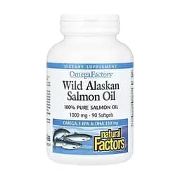 Риб'ячий жир та омега Natural Factors Wild Alaskan Salmon Oil 1000 мг 90 капсул