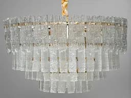 Вишукана люстра підвіс зі скляними пелюстками на 9 ламп, колір золото