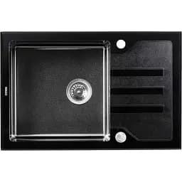 Кухонна скляна мийка Platinum Handmade PVD Black Glass нержавіюча сталь 3 мм прямокутна 78x51x20 см