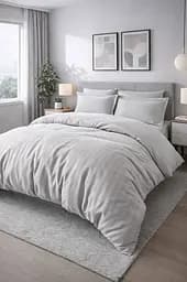 Комплект постельного белья евро 200х220 сатин светло-серый TC303376203