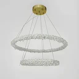 Невероятная хрустальная подвесная латунная люстра Ø 60+40 см | Ст. MD9105R-600+400 AB | Line F