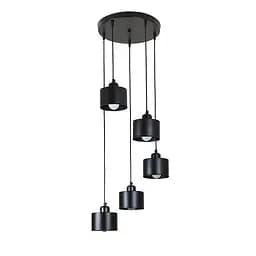 Подвесной светильник Levistella 752187F-5 BK (300), E27, 60W, Черный металл, стиль лофт, на 5 плафонов