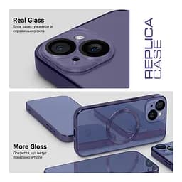Чехол-накладка для Apple iPhone 15, Replica MagSafe, фиолетовый, противоударный защитный чехол с магнитным кольцом MagSafe, защита всего корпуса, TPU+PC, зеркальный, выступающий бортик вокруг экрана, ArmorStandart (ARM76224) - мініатюра 3