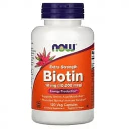 Биотин 10 мг 10000 мкг повышенная прочность в вегетарианских капсулах №120 Now Foods Biotin