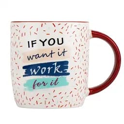 Чашка Elisey If you want it work for it 350 мл (9071-002c) з червоною ручкою  