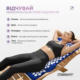 Масажний килимок Easyfit із подушкою (аплікатор Кузнєцова) Синій із білим (EF-2709-BLW) - мініатюра 5