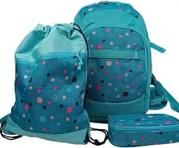 Школьный набор из рюкзака, пенала и сумки для обуви бирюзовый LS sum0028845