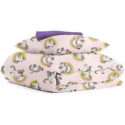 Комплект постільної білизни Cosas Rainbow unicorn Підлітковий рожевий (UnicornRainbowRose_El90-PlumLight_155)
