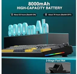Клавиатура игровая механическая AULA F-108-Pro Wireless Gasket Keyboard Reaper switch, 2.4G, BT, Black - мініатюра 10