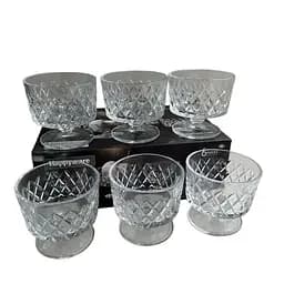 Набор стеклянных креманок Happywear Rhomb для мороженого закусок десертов на ножке 6 шт 265 мл Прозрачный