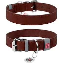 Ошейник для собак кожаный Waudog Classic, Ш 25 мм, Дл 38-49 см коричневый