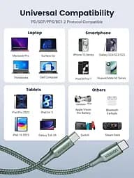Кабель зарядний UGREEN USB C to USB C Charger Cable 100 W кабель для швидкого заряджання 2 м Green (90794) - мініатюра 6