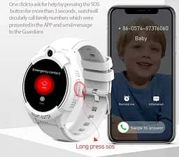 Дитячий розумний смарт годинник-телефон Lemfo M56 з GPS, 4G сім картою, прослуховуванням та кнопкою SOS До 5-7 днів роботи Білий - мініатюра 5