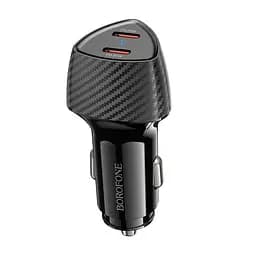 Адаптер автомобильный BOROFONE Solid car charger BZ31D 2Type-C, 60W/3A, PD/QC|