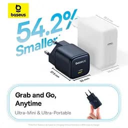 Адаптер мережевий Baseus Picogo Gan Fast Charger |1Type-C, 45W/3A, PD/QC| - мініатюра 2