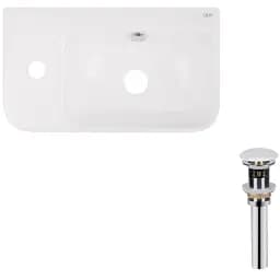 Комплект Qtap Tern: Раковина подвесная прямоугольная левая 450х250х158 мм White + Донный клапан PU02O (QT17115117LWN47327)