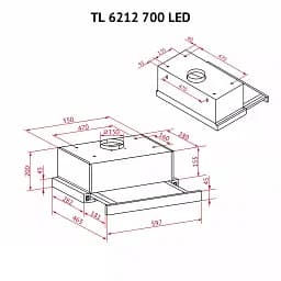 Витяжка телескопічна Perfelli TL 6212 Full BL 700 LED - мініатюра 12
