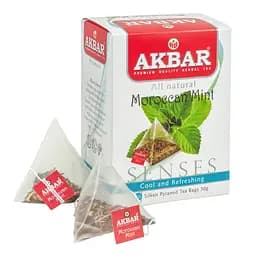 Чай трав'яний Akbar Moroccan Mint з м'яти з цедрою апельсина в пірамідках 30 г (20 шт. х 1.5 г) (5014176014254) - мініатюра 2