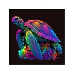 Картина за номерами на чорному фоні Strateg Черепаха у неонових тонах 40х40 см