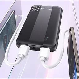 Зовнішній акумулятор Power bank AWEI P20K 10000 mAh 2 USB батарея заряджання Чорний - мініатюра 2