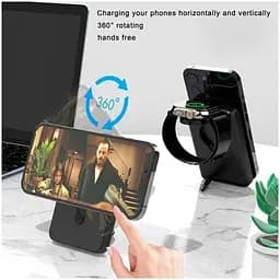 Зовнішній акумулятор Grand D21 2in1 Foldable Magnetic Wireless Charger with 10000mAh power bank - мініатюра 4