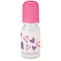 Пляшечка для годування Baby-Nova Декор, скляна, 125 мл, рожевий (3960331)