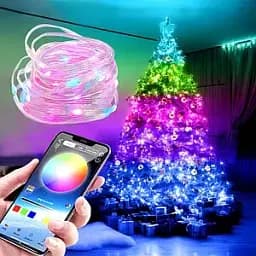 Гірлянда біла світлодіодна LED нитка крапля роси USB з пультом ДУ 10 метрів - мініатюра 3