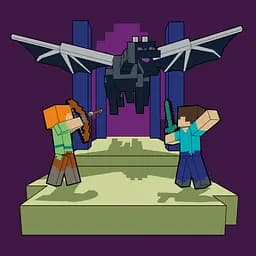 Картина по номерам Santi Майнкрафт. Стив и Алекс бой с драконом 25 x 25 см (955471)