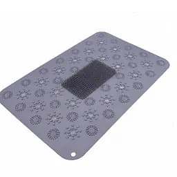 Масажний силіконовий килимок Massage Bath Mat у ванну для масажу ніг та чищення стоп 42х32 см сірий