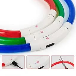 Світлодіодний LED нашийник для собак із зарядкою USB, червоний - мініатюра 6