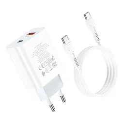 Блок зарядний пристрій Hoco C97A на 2 порти 1 USB + 1Type-C 20 W з кабелем Type-C to Type-C - мініатюра 6