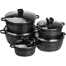 Набор кастрюль MGC алюминиевых 2,5/4/5/7/9 л с мраморным покрытием, черный MGC HP-4-411B