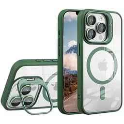 Чохол із підставкою MagSafe TPU PC Metal Stand Case and Camera Lenses Apple iPhone 15 Green