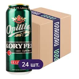 Упаковка пива Опілля Koryfei Export светлое фильтрованное 4.2% 12 л (0.5 л х 24 шт.) ж/б