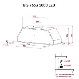 Витяжка повновбудована Perfelli BIS 7653 BL 1000 LED - мініатюра 12