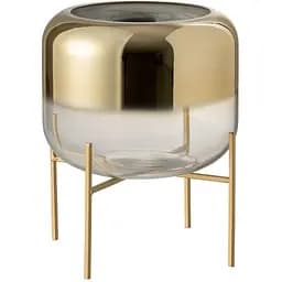 Ваза J-line стеклянная золотая на подставке 24 см (95626)