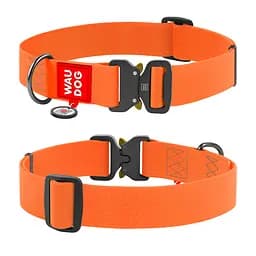 Ошейник для собак водостойкий Waudog Waterproof с QR-паспортом металлическая пряжка-фастекс Ш 40 мм Д 46-70 см оранжевый
