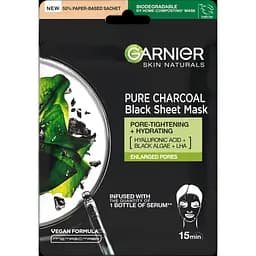 Чорна Тканинна маска Garnier Skin Naturals Очищаюче Вугілля і Чорні водорості 28 г (C5934400)