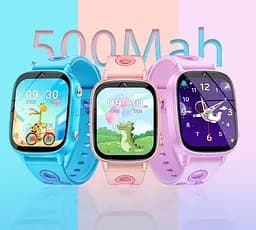 Дитячий смарт годинник Lemfo M03 з GPS трекером, 4G SIM картою, відеодзвінком, прослуховуванням, 16GB пам’яті, 26 іграми, камерою та ліхтариком Рожевий  - мініатюра 16