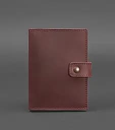 Кожаная обложка для паспорта 5.0 (с окошком) бордовая Crazy Horse