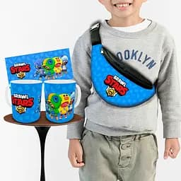 Набор: детская сумка-бананка+кружка Блавл Старс 32х15см,бананка для мальчика через плечо на подарок (00891)