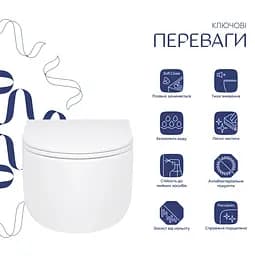 Унітаз підвісний Qtap Taurus Ultra Quiet, з сидінням Slim Duroplast/ Soft-close/ Quick Release QT2433084EUQW - мініатюра 2