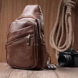 Модна жіноча сумка з однією лямкою через плече з екошкіри Vintage 22760 коричнева - мініатюра 9
