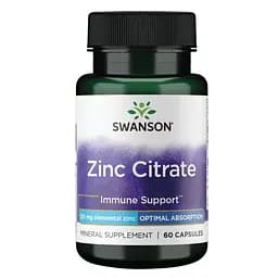 Цитрат цинку Swanson Zinc Citrate 50 mg, 60 капсул для підтримки зору та імунітету