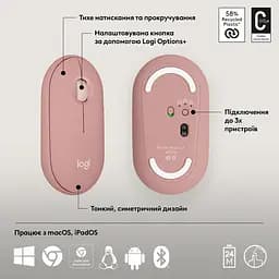 Миша комп'ютерна Logitech Pebble Mouse 2 M350 Tonal Rose (910-007014) - мініатюра 5