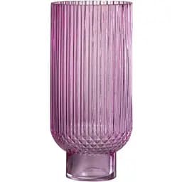 Ваза J-Line скляна рожева рельєфна 27 см (92499)